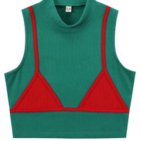 Bikini Bod Crop Top Green/Red