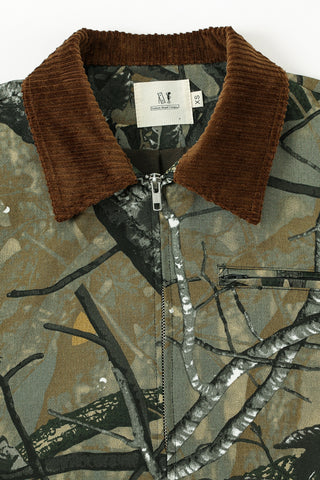 Canvas Construction Crop Jacket in Forest Camo