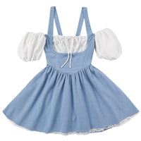 Milk Maid Linen Mini Dress Light Blue