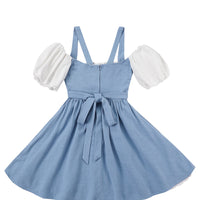 Milk Maid Linen Mini Dress Light Blue