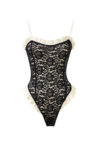 The Acrobat Black & White Lace Teddy
