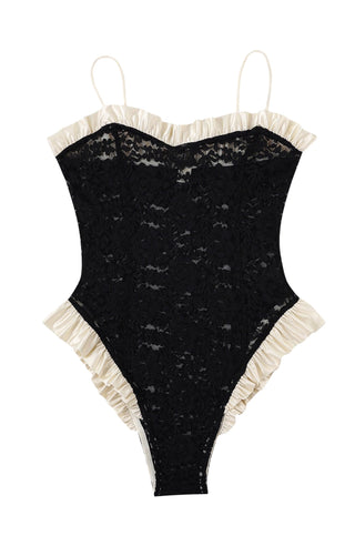 The Acrobat Black & White Lace Teddy