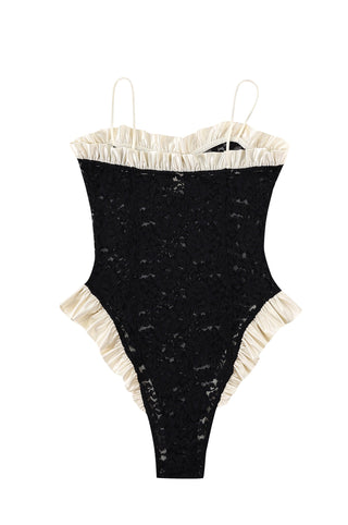 The Acrobat Black & White Lace Teddy