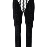 Criminal Crotch Thong Velvet Leggings Black/White