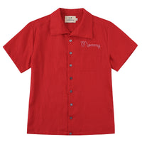 Mommy Bowling Shirt Red Linen