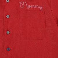 Mommy Bowling Shirt Red Linen