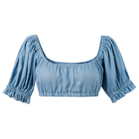 Wench Crop Top Light Blue Linen
