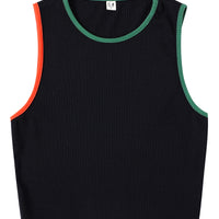Tencel Rib Crop Tank Black Asymmetrical Christmas