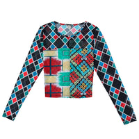 3 Plaids Mesh Long Sleeve Shirt