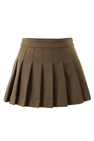 Brown Pleated Micro Mini Skirt