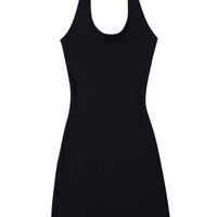 Black Tencel Halter Dress