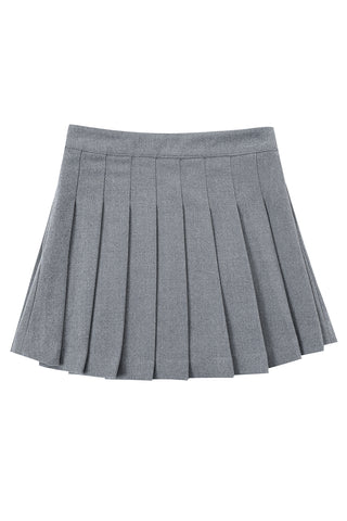 Pleated Micro Mini Skirt Gray
