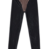 Criminal Crotch Thong Velvet Leggings Pink/Gray