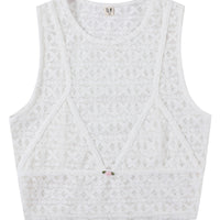 Bikini Bod White Lace Rosette Crop Tank