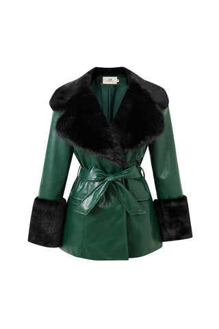 Penny Coat Plant Leather Green