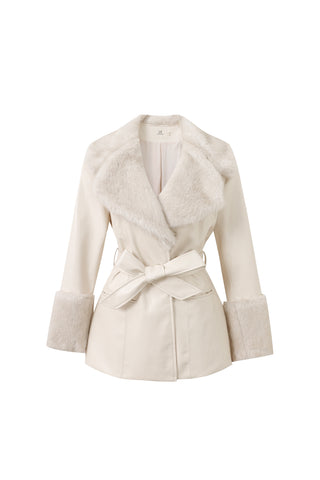 Penny Coat Plant Leather Ivory