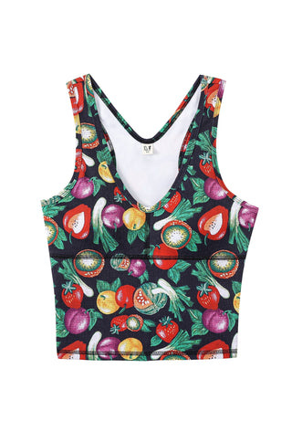 V Neck Racerback Yoga Top Vegetable Medley