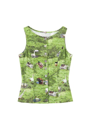 Soft Linen Button Down Tank Ducks