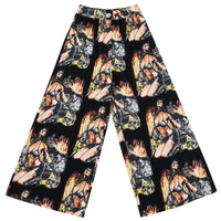 Linen Wide Leg Trousers Biker Fire