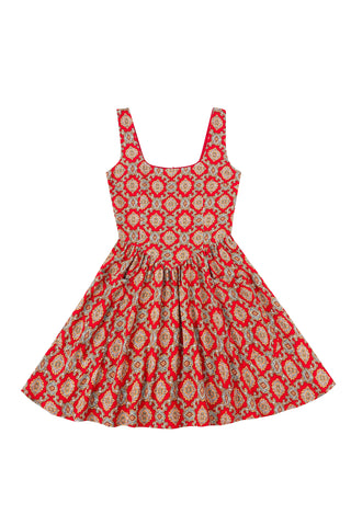 Trad Mistress Soft Linen Mini Dress Fancy Red Couch