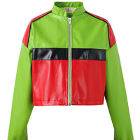Faux Plant Leather Racecar Driver Crop Jacket