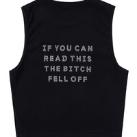 THE BITCH FELL OFF Tencel Rib Crop Tank