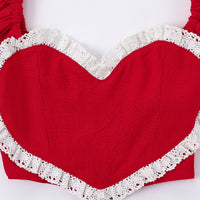 Valentine Puff Sleeve Crop Top