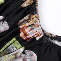 Wench Crop Top Linen Lizard Black