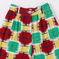 Jumbo Plaid Linen Wide Leg Trousers