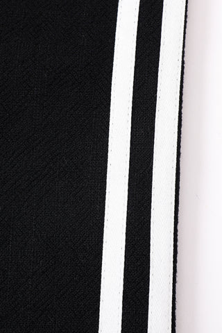 Straight Leg Trousers Thick Linen Sporty Black