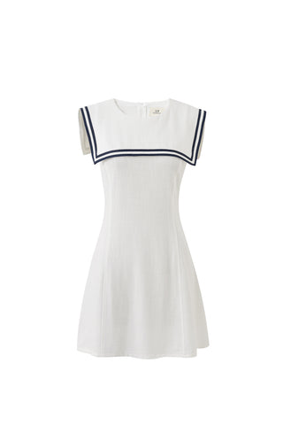 MISTAKE Sailor Dress Soft Linen White Micro Mini