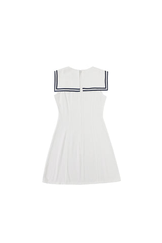 MISTAKE Sailor Dress Soft Linen White Micro Mini
