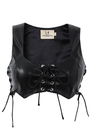 Corset Top Plant Leather Black