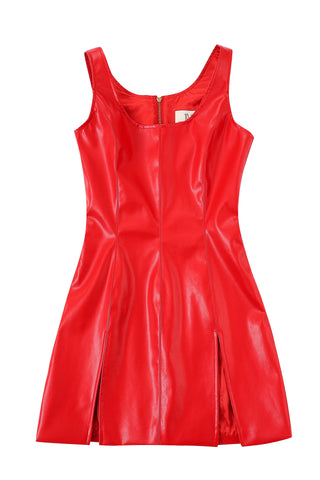 Red Hot Love Faux Plant Leather Dress X Mimi