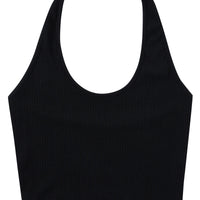 Black Tencel Rib Halter Top
