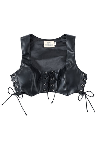 Corset Top Plant Leather Black