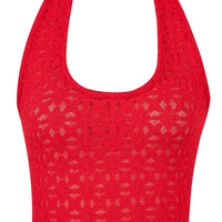 Red Lace Halter Top