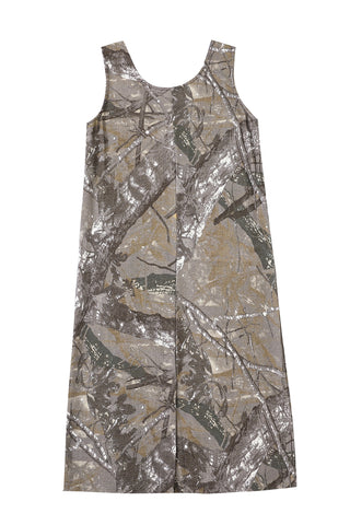 Big Pocket Soft Linen Shift Dress Forest Camo