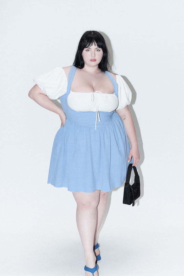 Milk Maid Linen Mini Dress Light Blue