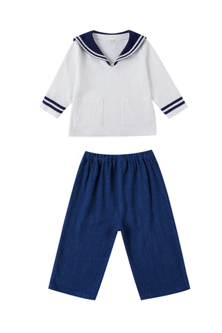 Kid's Linen Sailor Set Thick Linen
