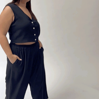 Black Void Cotton Vest and Pants Set