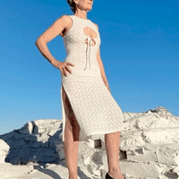 Hole-y White Lace Midi Dress