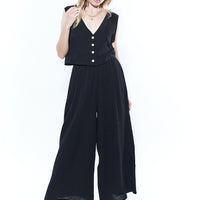 Black Void Cotton Vest and Pants Set