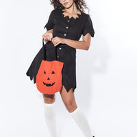 Trick Or Treat Linen Tote Bag Embroidered
