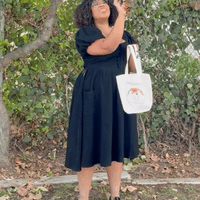 Puff Sleeve Farm Chores Dress Black