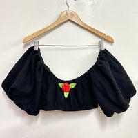 Black Linen Romance Blouse