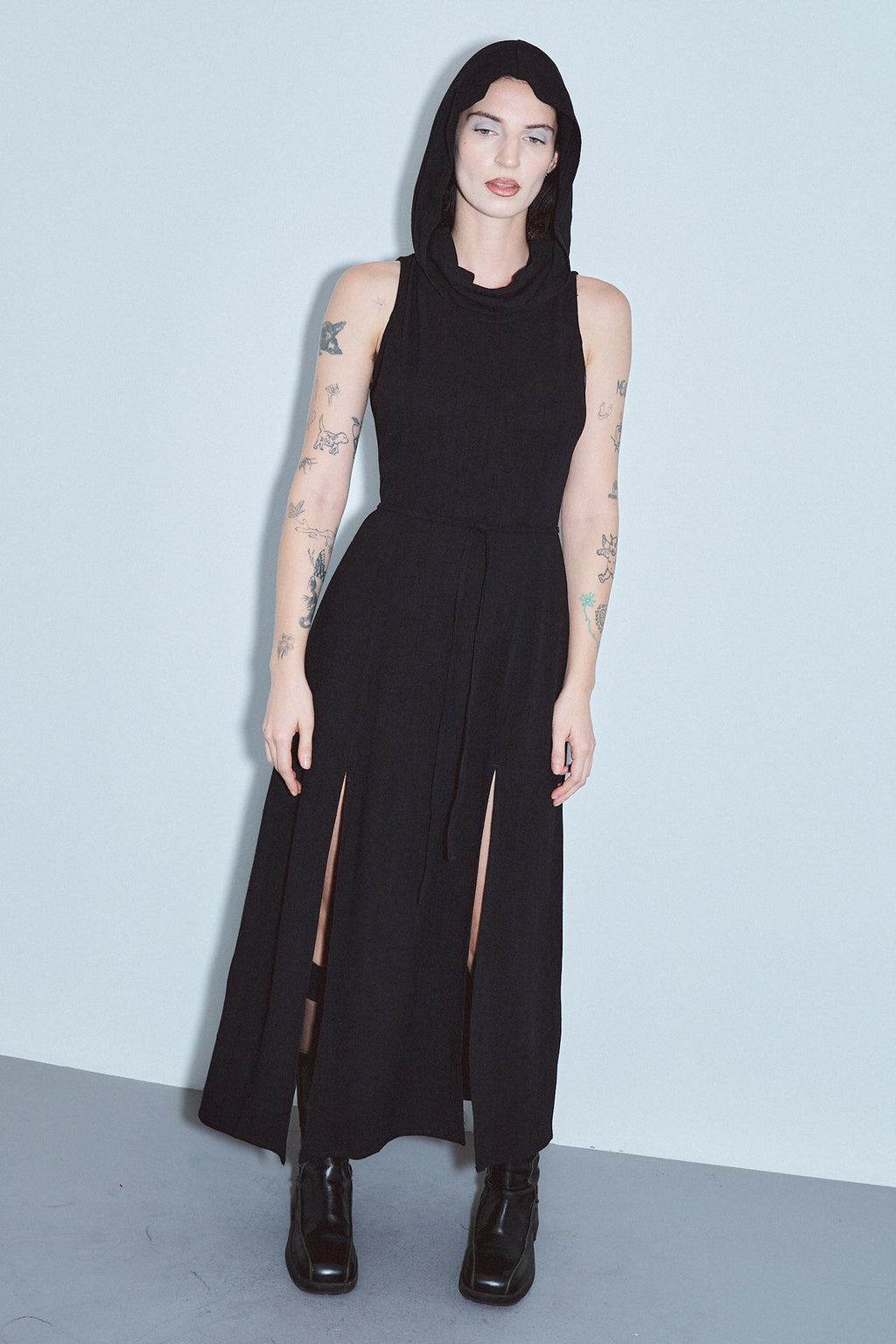 fashion brand company dresses Dune Soft Linen Maxi Dress Black