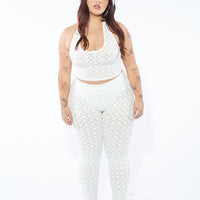 White Lace Thong Leggings
