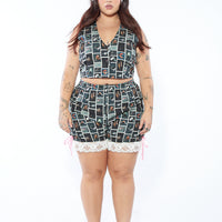 Cute Fish Crop Linen Vest