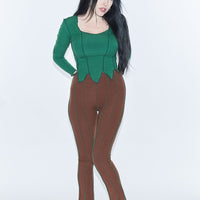 Green Leaf Tencel Rib Long Sleeve